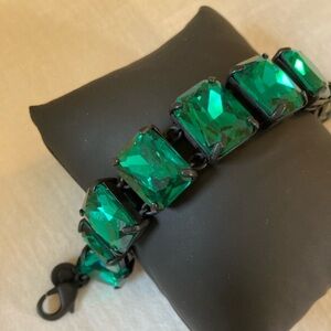 Green‎ Square Acrylic Stones Gun Metal Bracelet